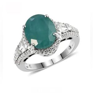 Premium Grandidierite & White Zircon, Platinum/Sterling Silver 4.75 ctw